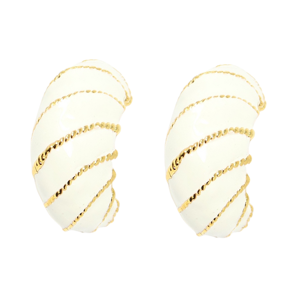 Kenneth Jay Lane White Twist Rope Hoop Earring