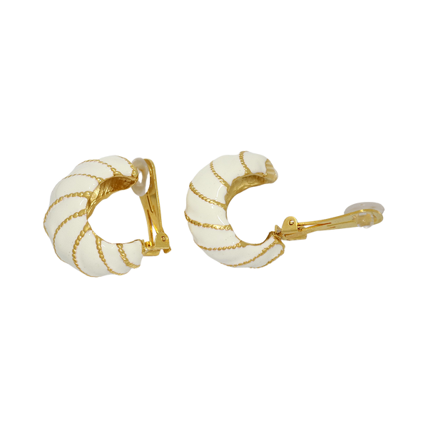 kenneth jay lane White Twist Rope Hoop Earring