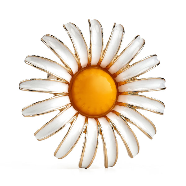 kenneth jay lane White & Yellow Daisy Pin