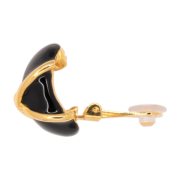 Kenneth Jay Lane "X" Black Button Clip Earring