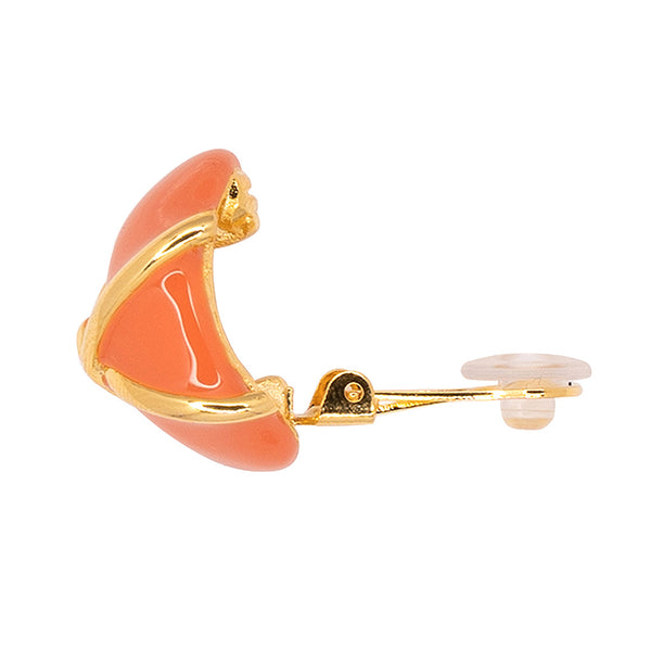 Kenneth Jay Lane "X" Coral Button Clip Earring