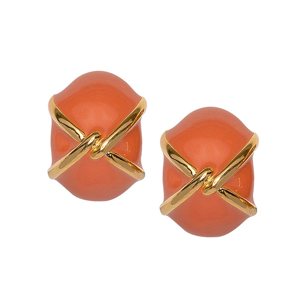 kenneth jay lane "X" Coral Button Clip Earring