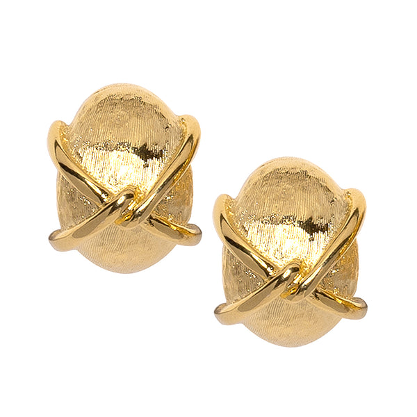 kenneth jay lane "X" Gold Button Clip Earring