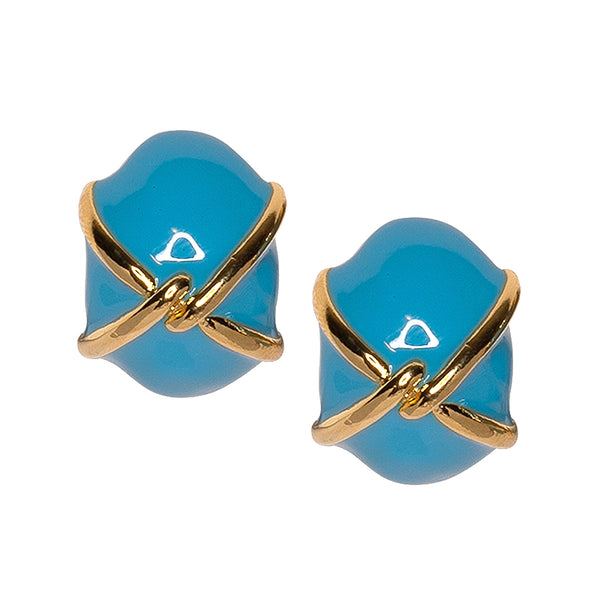 kenneth jay lane "X" Turquoise Button Clip Earring