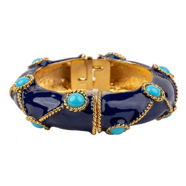Kenneth Jay Lane Lapis Bracelet With Turquoise Cabochons