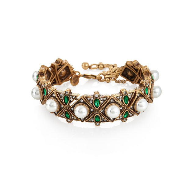 kenneth jay lane Light Antique Bracelet with Pearls