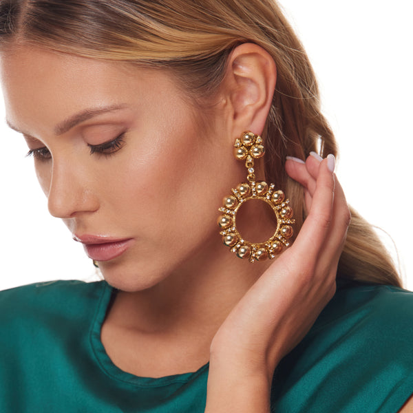 Kenneth Jay Lane Light Antique Gold Circle Clip Earring