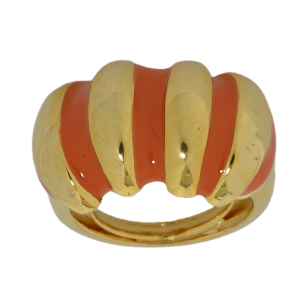 Kenneth Jay Lane Light Coral Enamel Shrimp Adjustable Ring