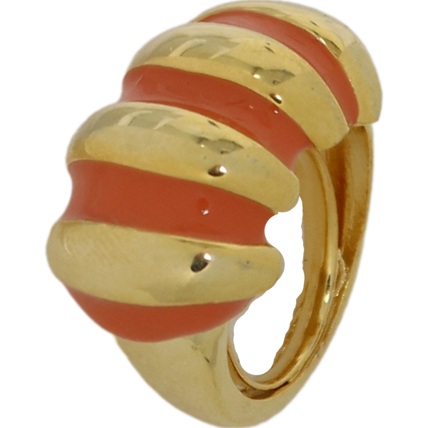 kenneth jay lane Light Coral Enamel Shrimp Adjustable Ring