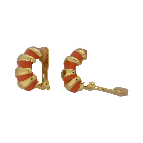 Kenneth Jay Lane Light Coral Enamel Shrimp Clip Earring
