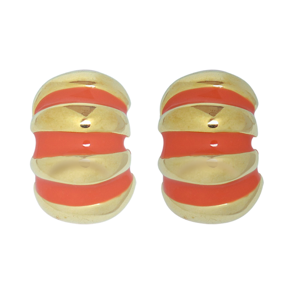 kenneth jay lane Light Coral Enamel Shrimp Clip Earring