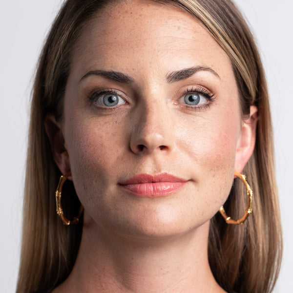 Kenneth Jay Lane Medium Gold Bamboo Hoop Clip-On Earrings