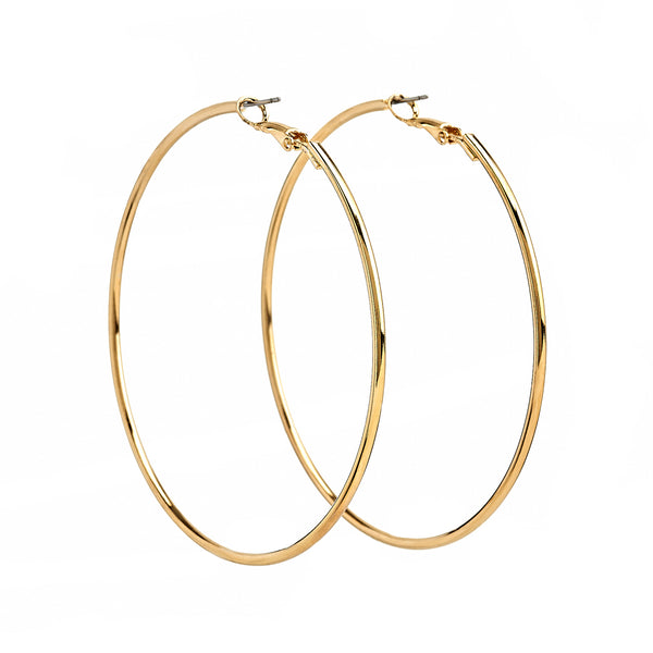 kenneth jay lane Medium Gold Thin Wire Hoop Post Earring