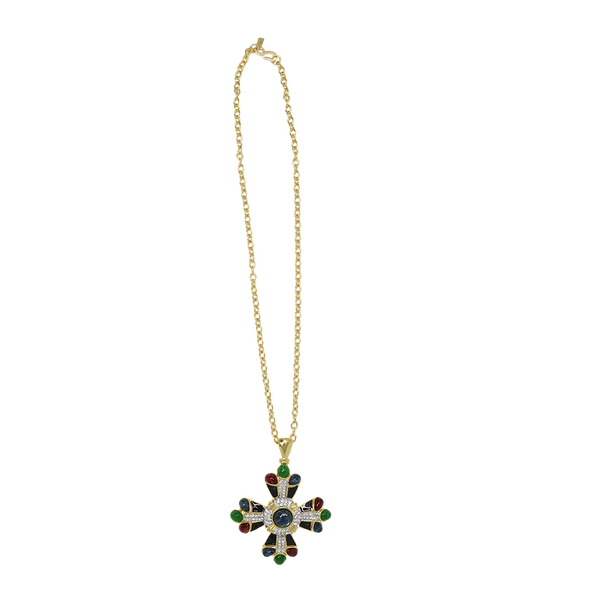 kenneth jay lane Multicolored Cross Pendant Necklace - Sapphire Center