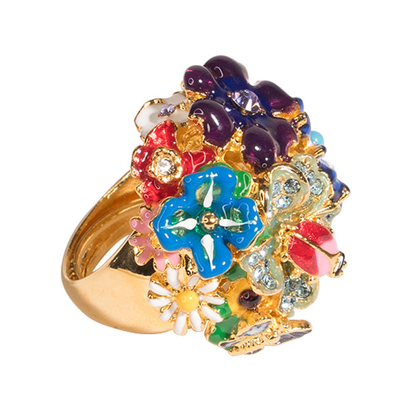kenneth jay lane Multicolored Flower Adjustable Ring