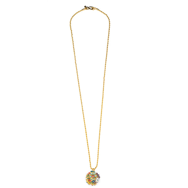 Kenneth Jay Lane Multicolored Flower Ball Pendant Necklace