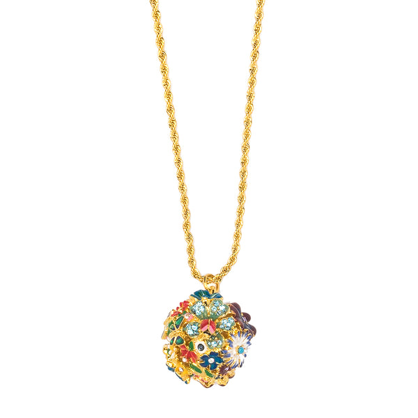 kenneth jay lane Multicolored Flower Ball Pendant Necklace