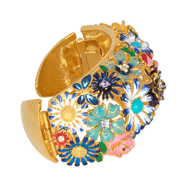 kenneth jay lane Multicolored Flower Domed Cuff Bracelet