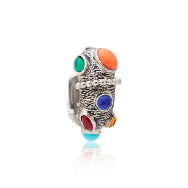 Kenneth Jay Lane Multicolored Gemstone Hoop Earrings