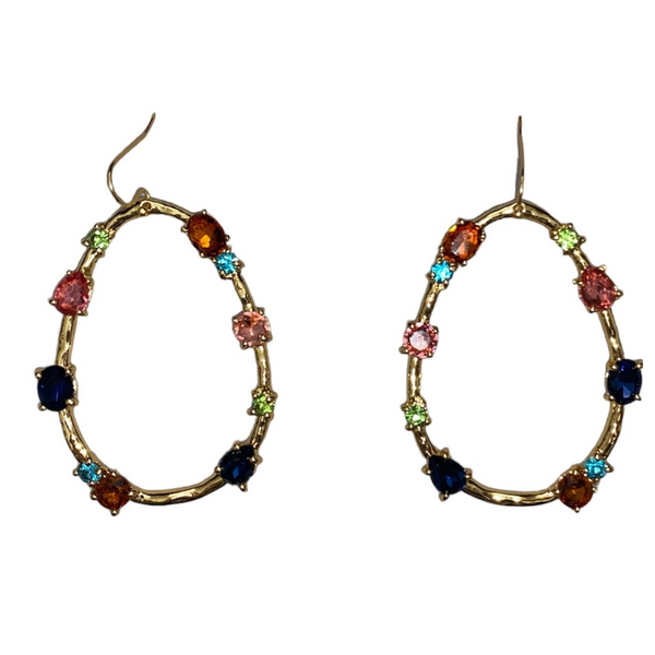kenneth jay lane Multicolored Gemstone Oval Drop Earrings