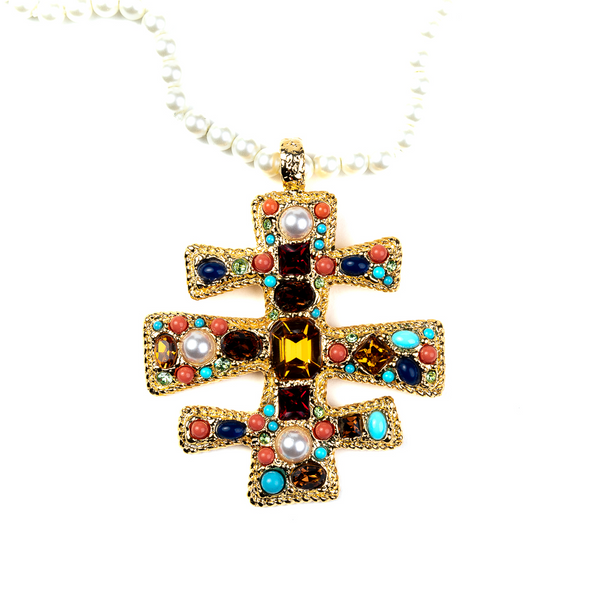 Kenneth Jay Lane Multicolored Gemstone Pendant Necklace