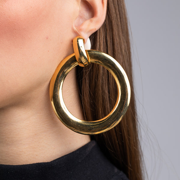 kenneth jay lane Over-Sized Doorknocker Hoop Clip Earrings