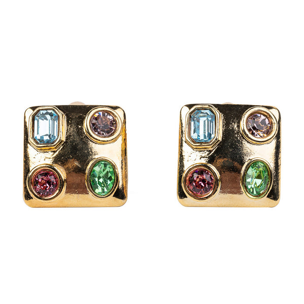 kenneth jay lane Pastel Multicolored Square Clip-On Earrings