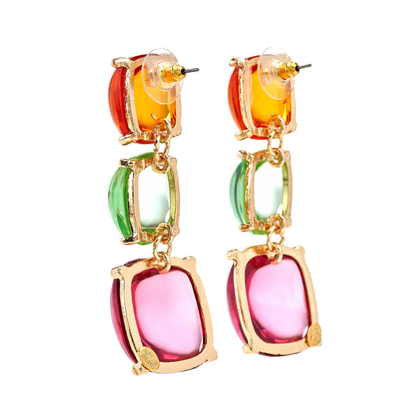 Kenneth Jay Lane Pastel Stones Drop Pierced Earrings