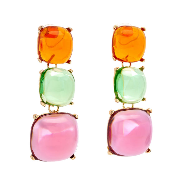kenneth jay lane Pastel Stones Drop Pierced Earrings