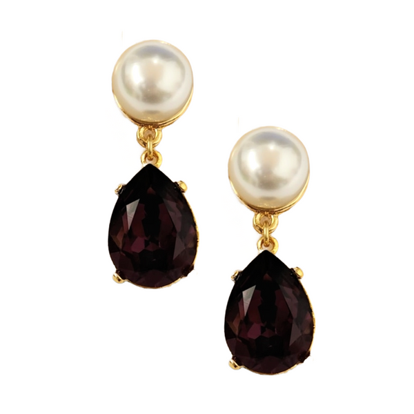 kenneth jay lane Pearl & Amethyst Teardrop Pierced Earring
