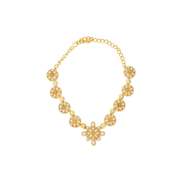 kenneth jay lane Pearl Cabochon & Gold Chain Necklace