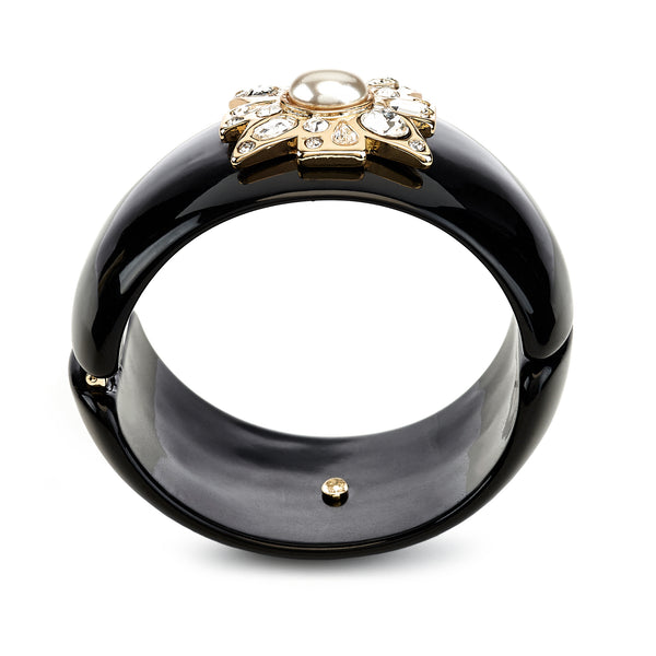 Kenneth Jay Lane Pearl Center Black Maltese Cross Bracelet