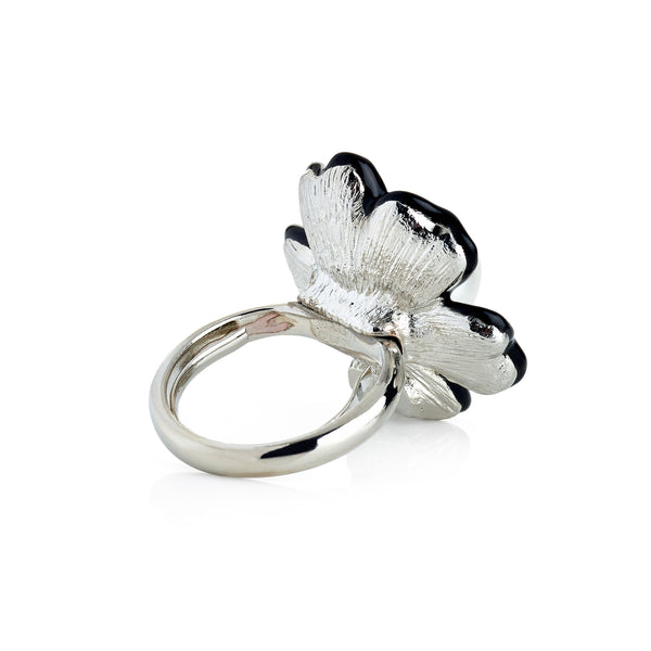Kenneth Jay Lane Pearl Center Flower Adjustable Ring