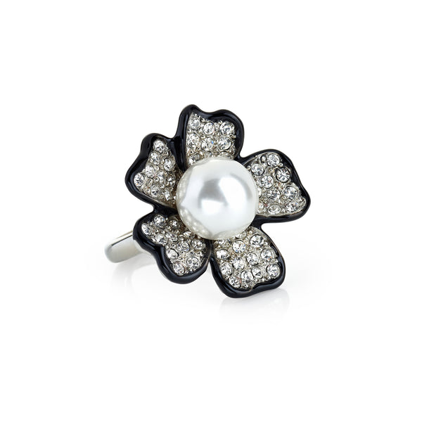 kenneth jay lane Pearl Center Flower Adjustable Ring