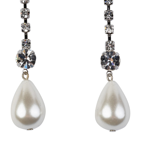 Kenneth Jay Lane Pearl Teardrop Rhinestone Earrings