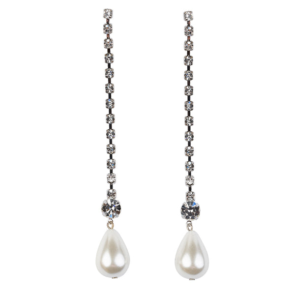 kenneth jay lane Pearl Teardrop Rhinestone Earrings
