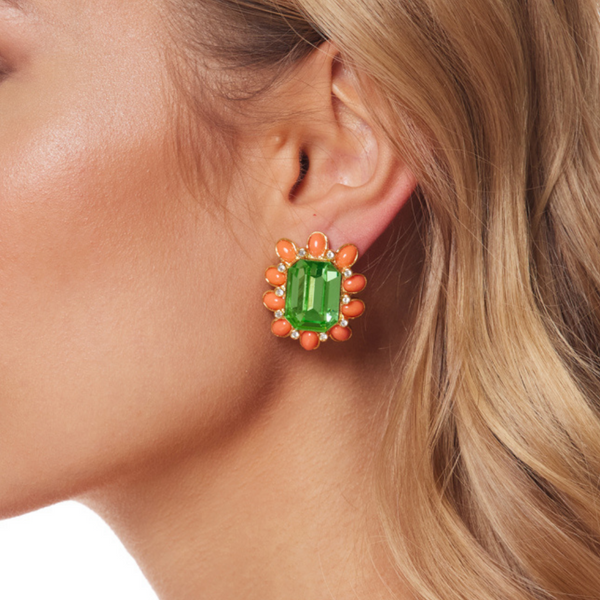 kenneth jay lane Peridot Center Oval Shape Clip Earring