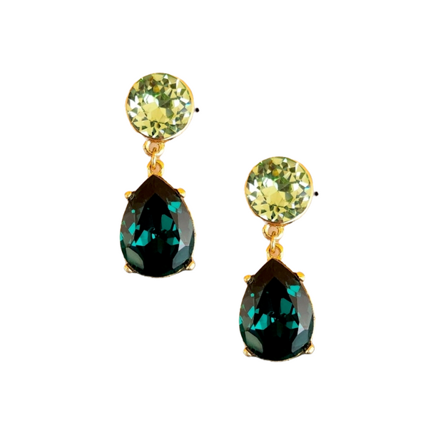 kenneth jay lane Peridot & Emerald Teardrop Pierced Earring