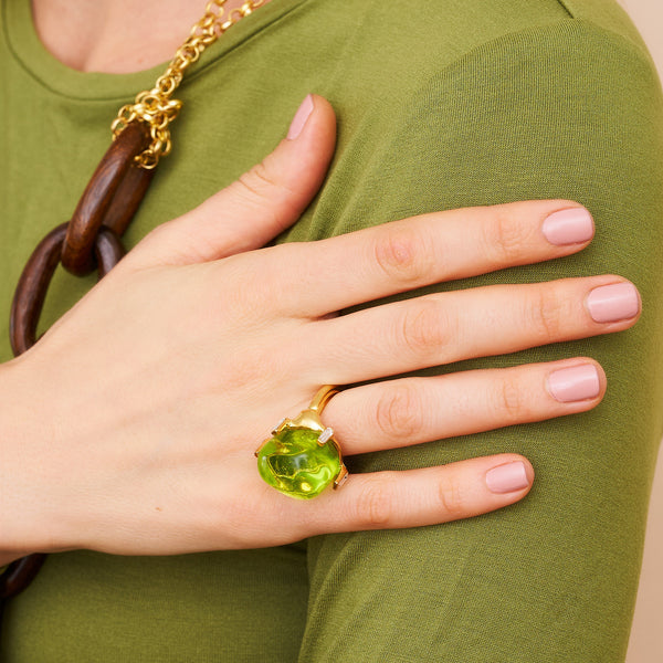 Kenneth Jay Lane Peridot Nugget Adjustable Gold Ring