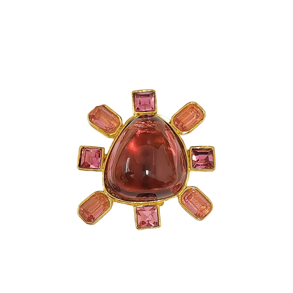 Kenneth Jay Lane Pink And Rose Cabochon Center Clip Earring