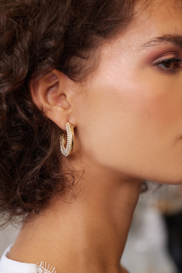 Kenneth Jay Lane Polished Gold And Pearl Hoop Earring