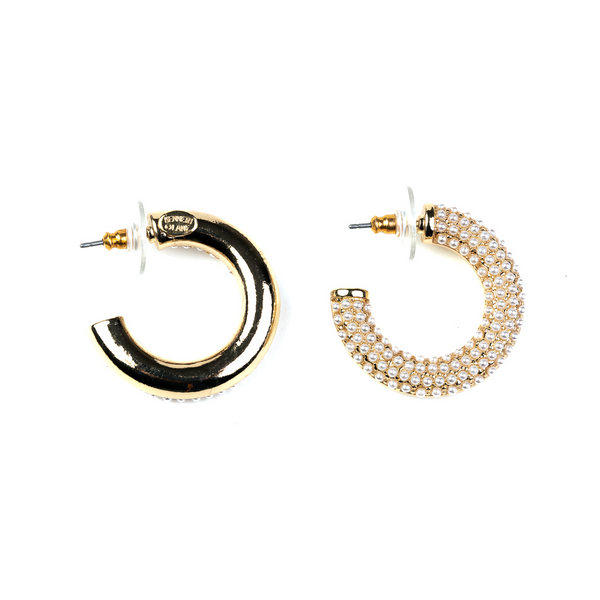 Kenneth Jay Lane Polished Gold And Pearl Hoop Earring