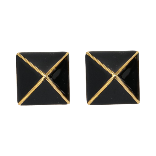 kenneth jay lane Polished Gold Black Pyramid Earring