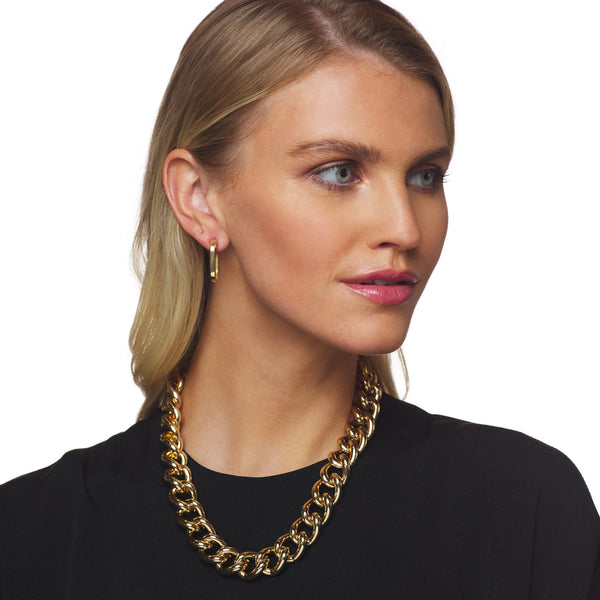 kenneth jay lane Polished Gold Chain Necklace with Toggle Clasp