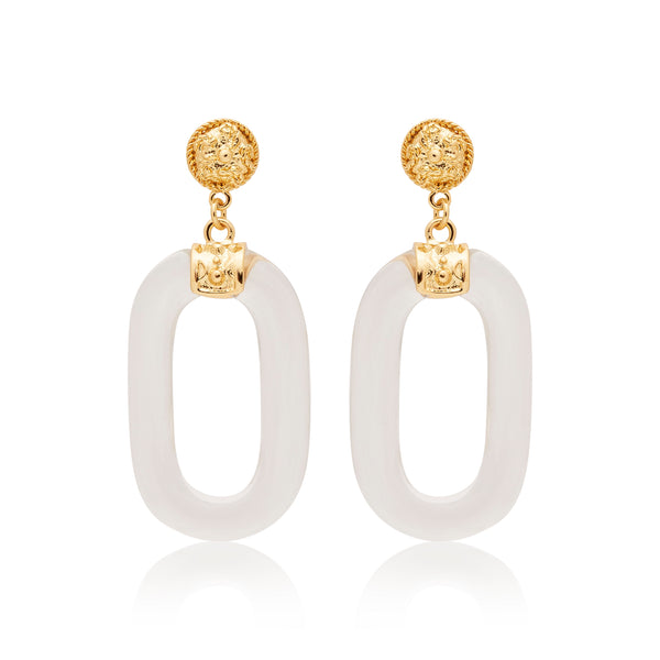 kenneth jay lane Polished Gold & Clear Resin Drop Earrings