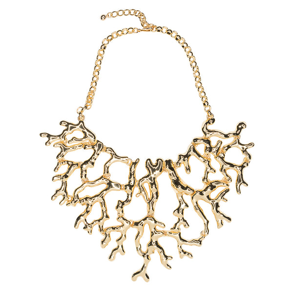 kenneth jay lane Polished Gold Coral Branch Necklace