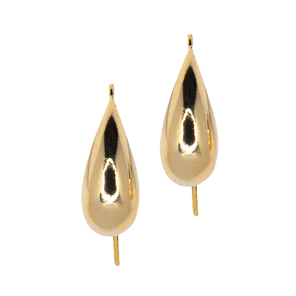 kenneth jay lane Polished Gold Fish Hook Pierced Earrings