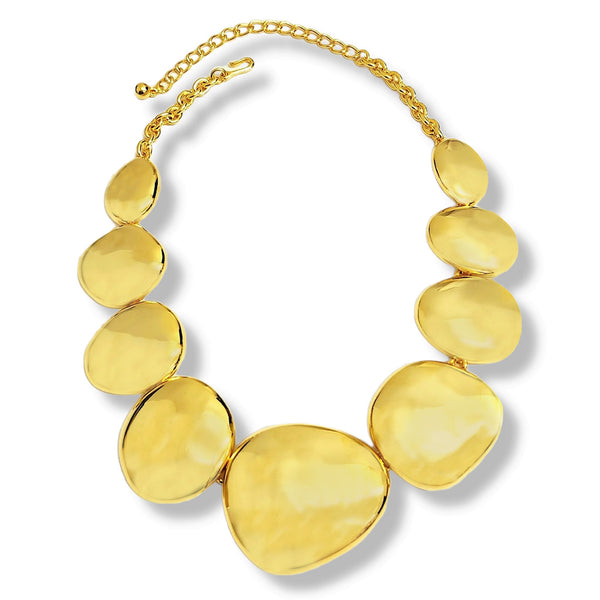 kenneth jay lane Polished Gold Flat Odd Shape Disc Necklace