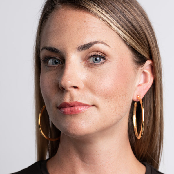 Kenneth Jay Lane Polished Gold Hoop Pierced Earrings