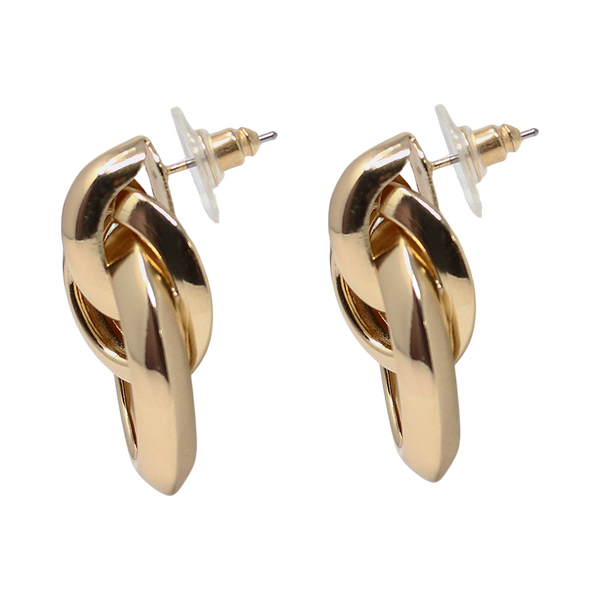 Kenneth Jay Lane Polished Gold Interlock Love Knot Pierced Earring